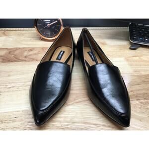 Nine West A Dream Women 7 Black Faux Leather Slip-On Pointed Toe Classic Loafers